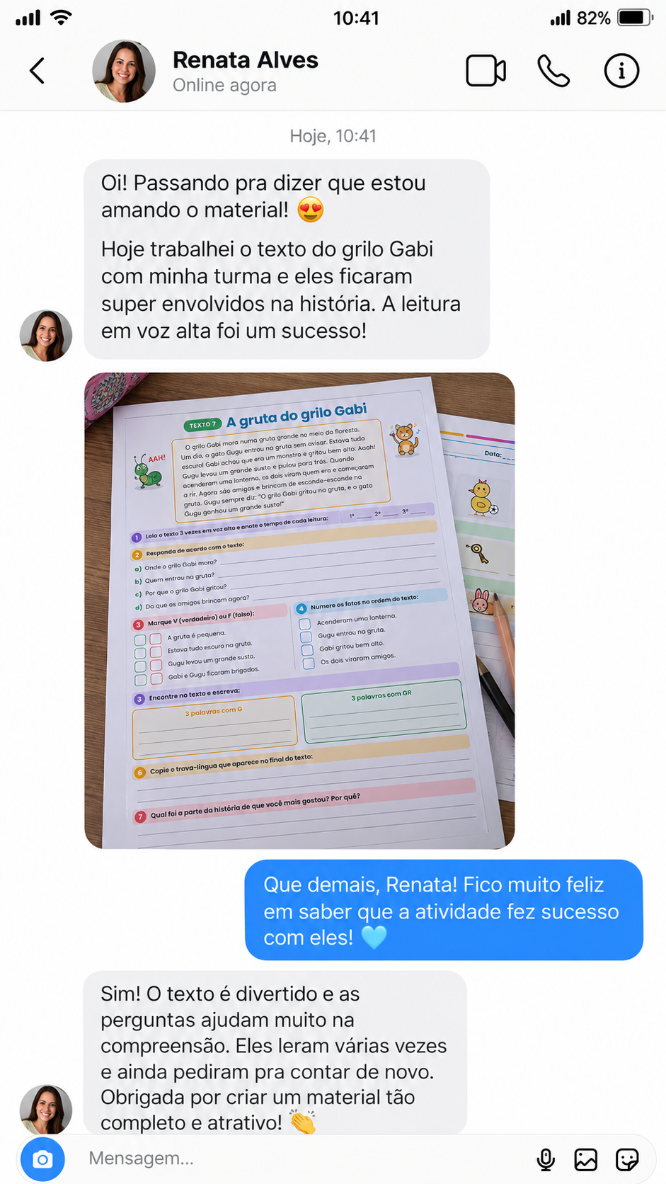 Depoimento de mãe sobre o progresso na leitura